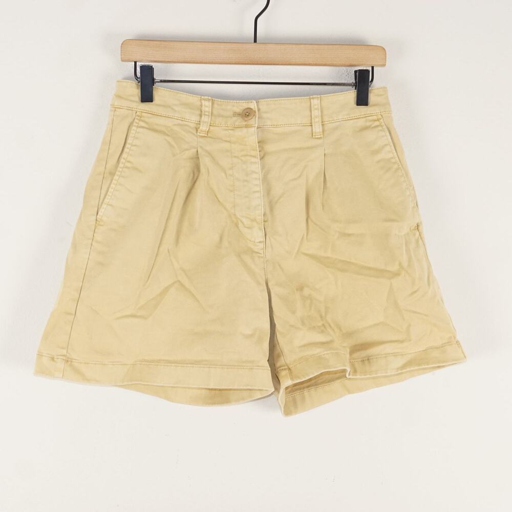 J Crew Yellow Pleated Capeside Cotton Chino Shorts Womens Sz 4